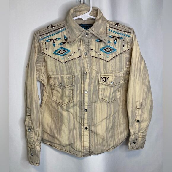Other - Cowgirl Hardware Shirt Small Turquoise Blue Pearl Snap Western Rodeo Embroidered